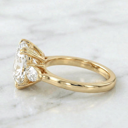 Cushion Lab Diamond Three Stone Engagement Ring