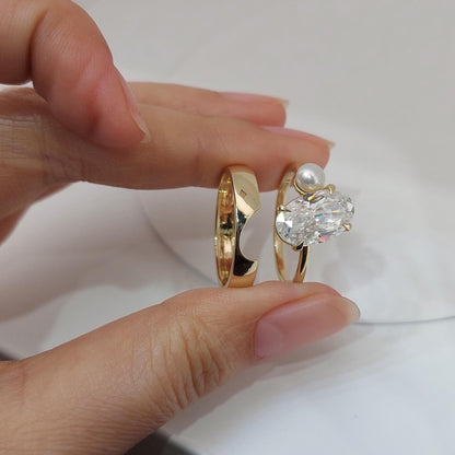 4 Ct Oval Moissanite, Pearl Engagement Ring