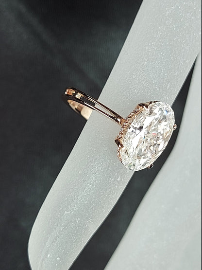 Oval Diamond, Moissanite Hidden Halo Engagement Ring