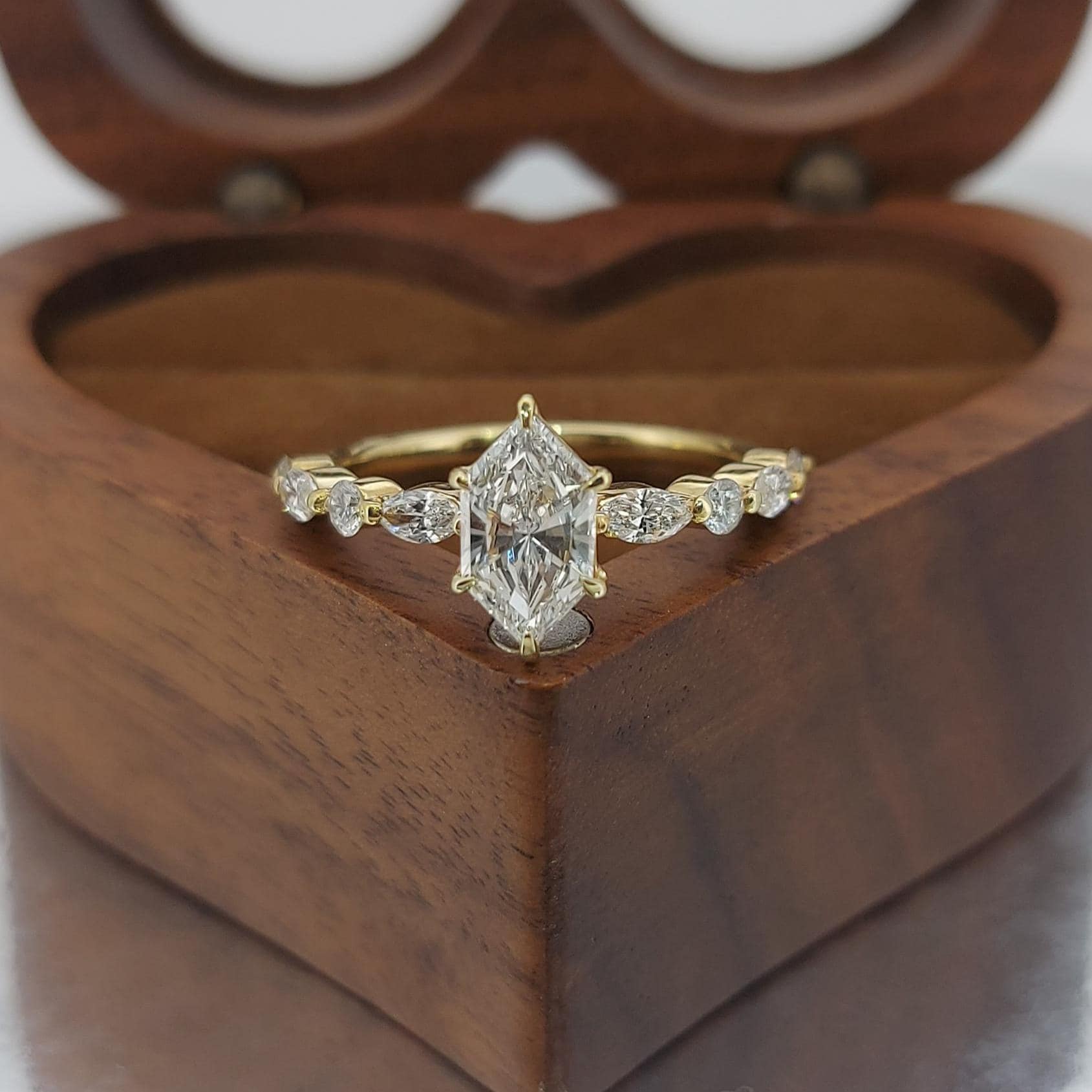 1 Carat Dutch Marquise Cut IGI Certified Lab Diamond side marquise Ring, Unique Promise Ring for Her