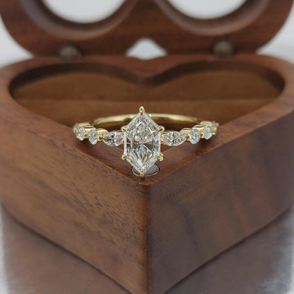 1 Carat Dutch Marquise Cut IGI Certified Lab Diamond side marquise Ring, Unique Promise Ring for Her