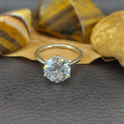 3 Ct Round Lab Diamond Solitaire Engagement Ring