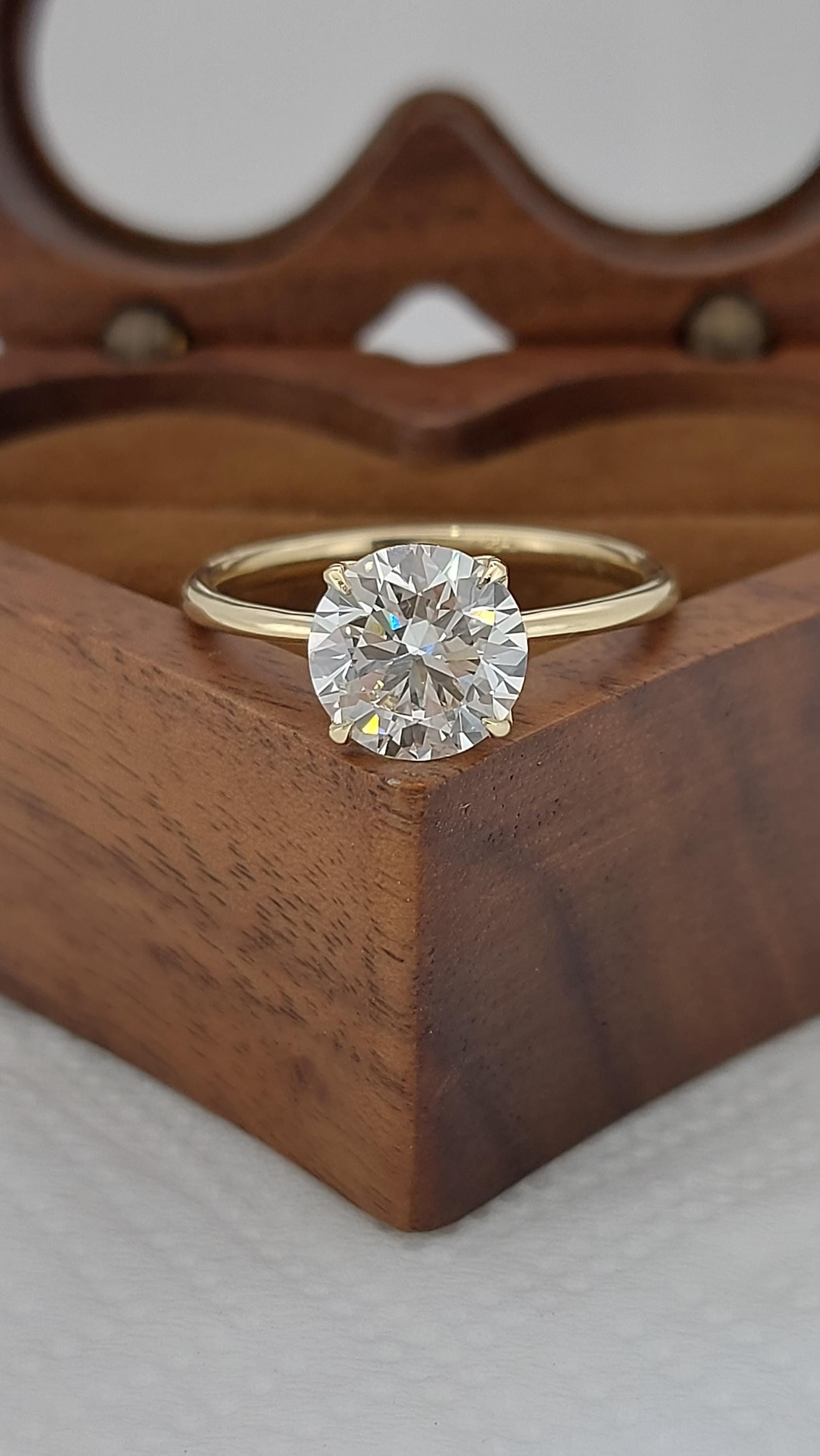 IGI Certified Round Lab Diamond Engagement Ring