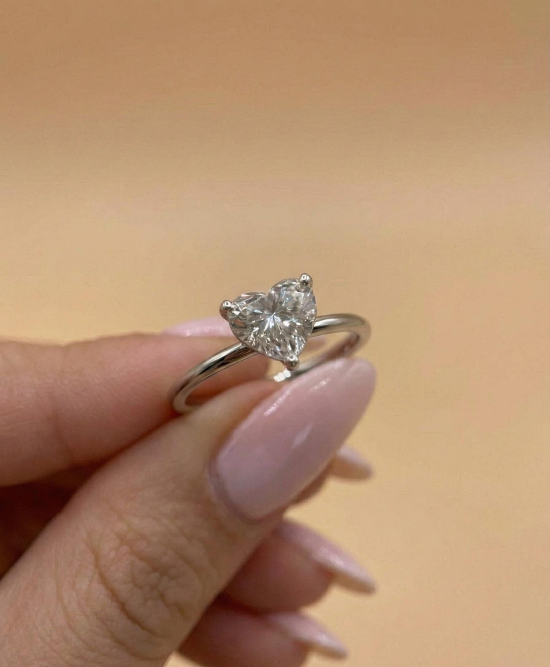 1 Ct Heart Lab Diamond Solitaire Engagement Ring