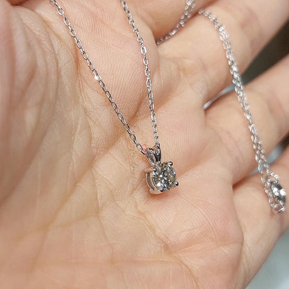 Halskette mit rundem Diamanten, 14 Karat Gelbgold, zierlicher minimalistischer runder Anhänger, Diamant-Alternative Damen-Halskette, besonderes Geschenk für sie.