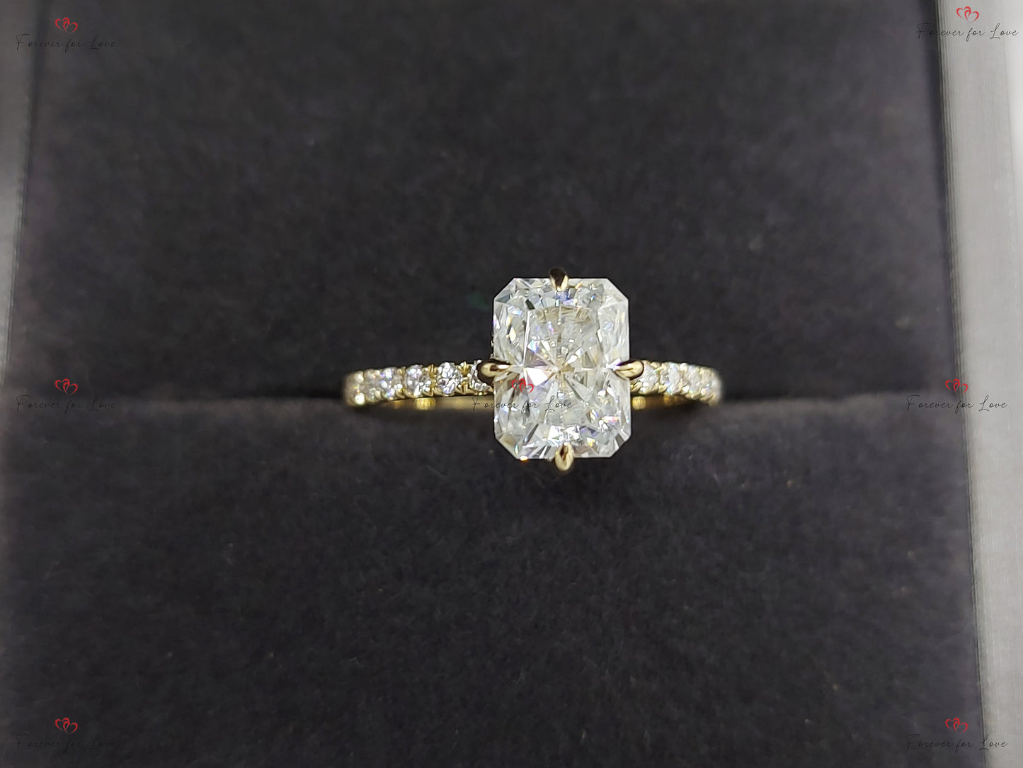 1.5 Ct Radiant Diamond, Moissanite Solitaire Engagement Ring Radiant cut 1Ct Moissanite Brilliant Cut engagement ring in 935 Argentium Silver — custom handcrafted by Forever For Love
