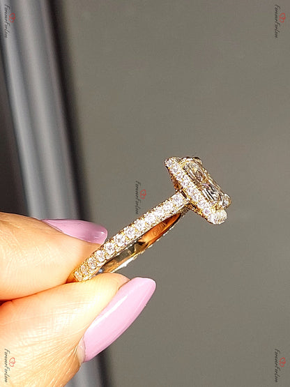 2.05 Ct IGI Certified Radiant Lab Diamond Halo Engagement Ring