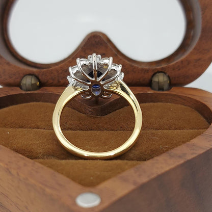 Oval Blue Diamond, Sapphire Engagement Ring