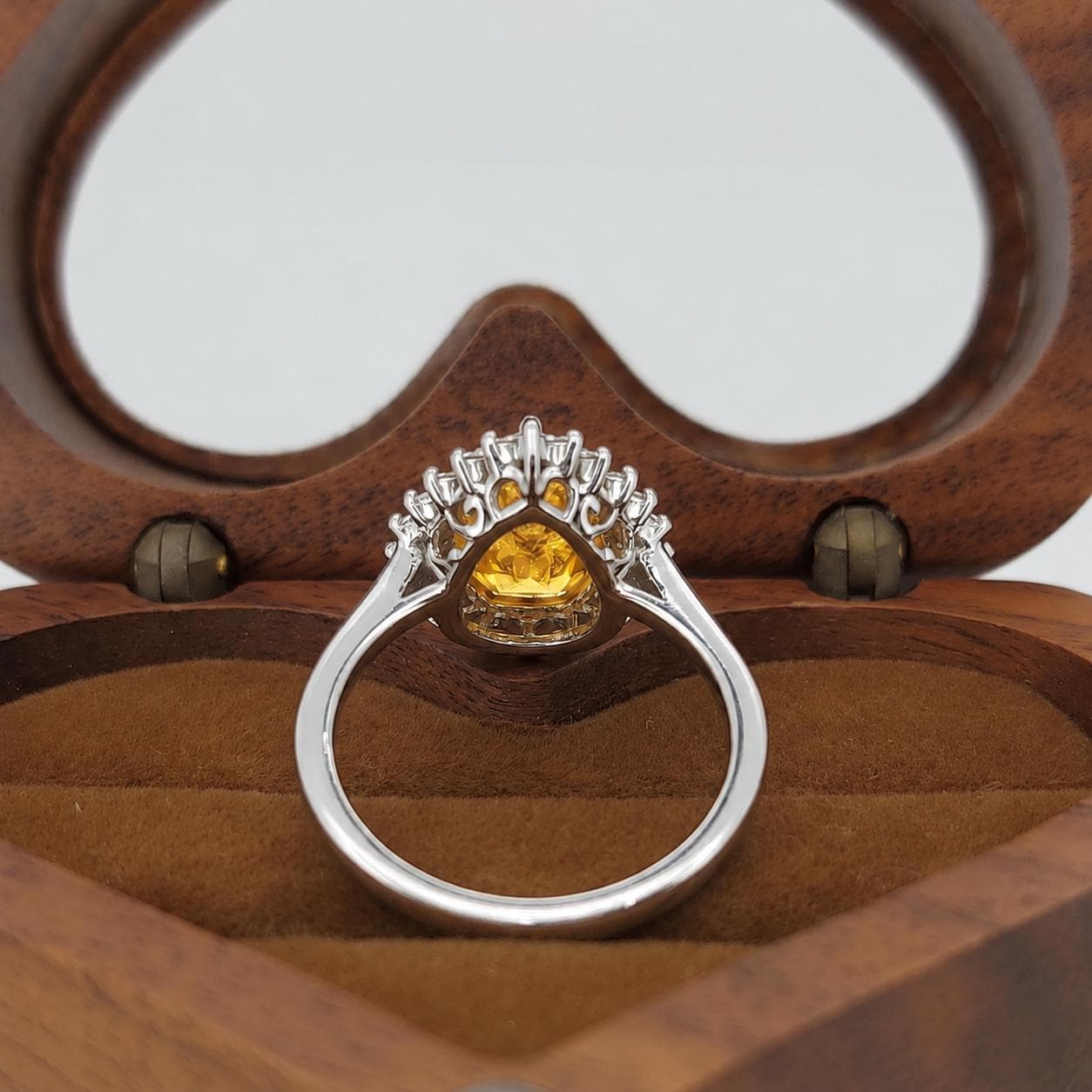 1.5 Ct Double Halo Pear Shape Cut Yellow sapphire Engagement Ring, Certified Pear cut, Natural Diamond ring, Yellow sapphire ring for Her.