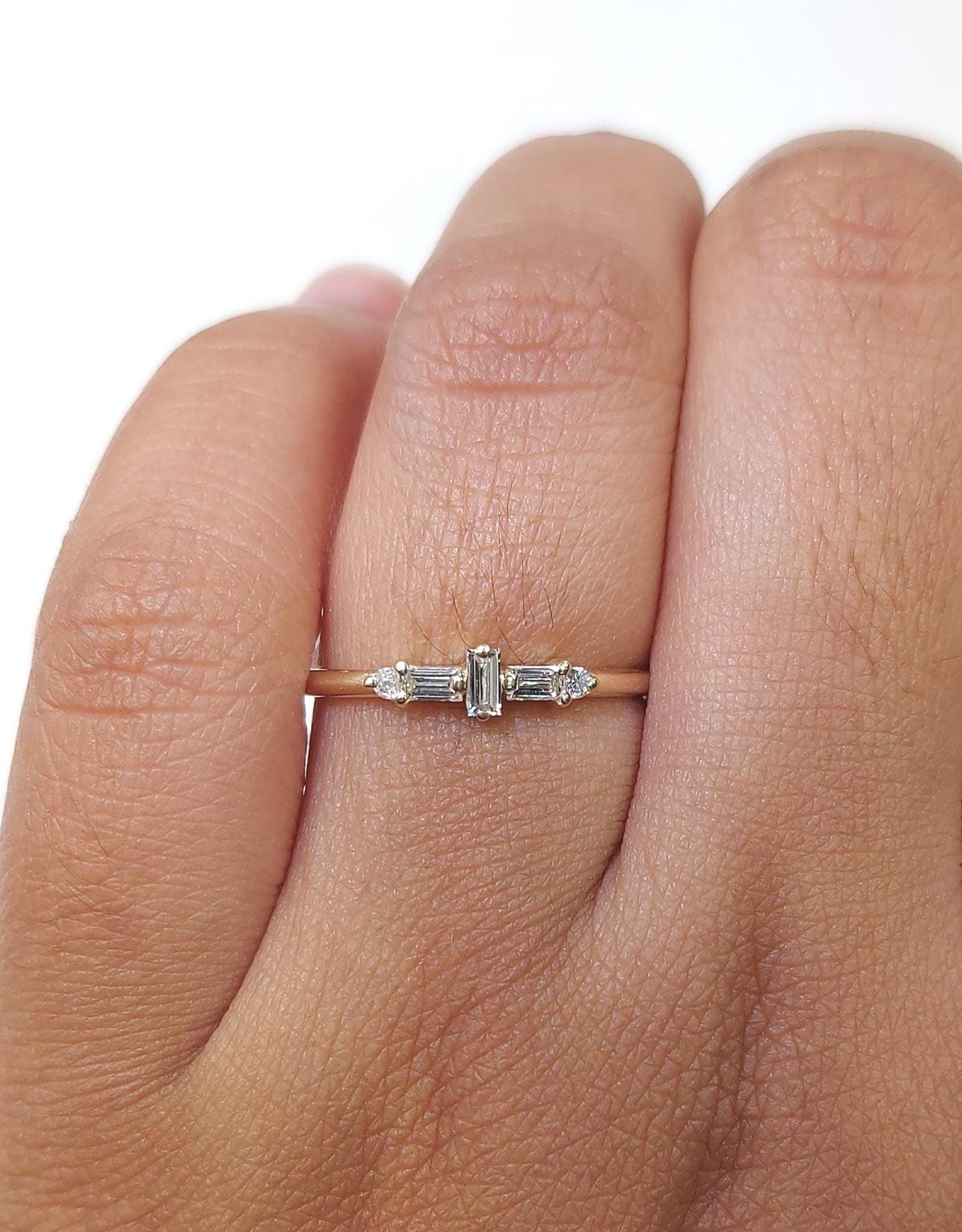 0.2 Ct Baguette Lab Diamond Stacking Ring Baguette cut Moissanite Brilliant Cut engagement ring in 935 Argentium Silver — custom handcrafted by Forever For Love