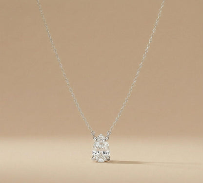 1ct Pear Shape Lab Diamond Necklace, Solitaire Diamond Necklace, Solid Gold Jewelry, Lab Grown Diamond, Classic Wedding Pendant,Gift for Her