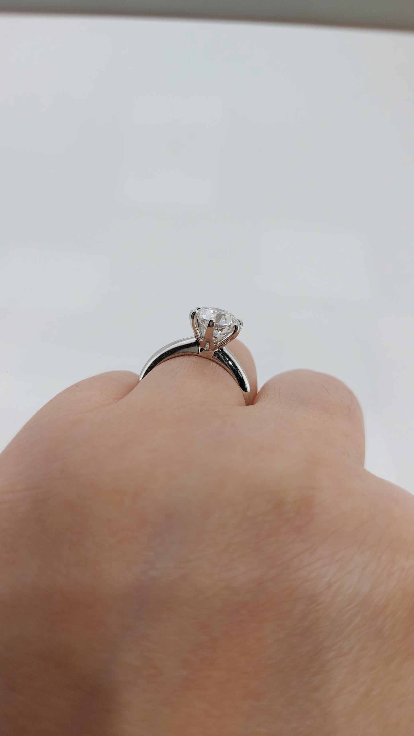 2 Ct Round Diamond Solitaire Engagement Ring Round cut 1Ct Moissanite Brilliant Cut engagement ring in 935 Argentium Silver — custom handcrafted by Forever For Love