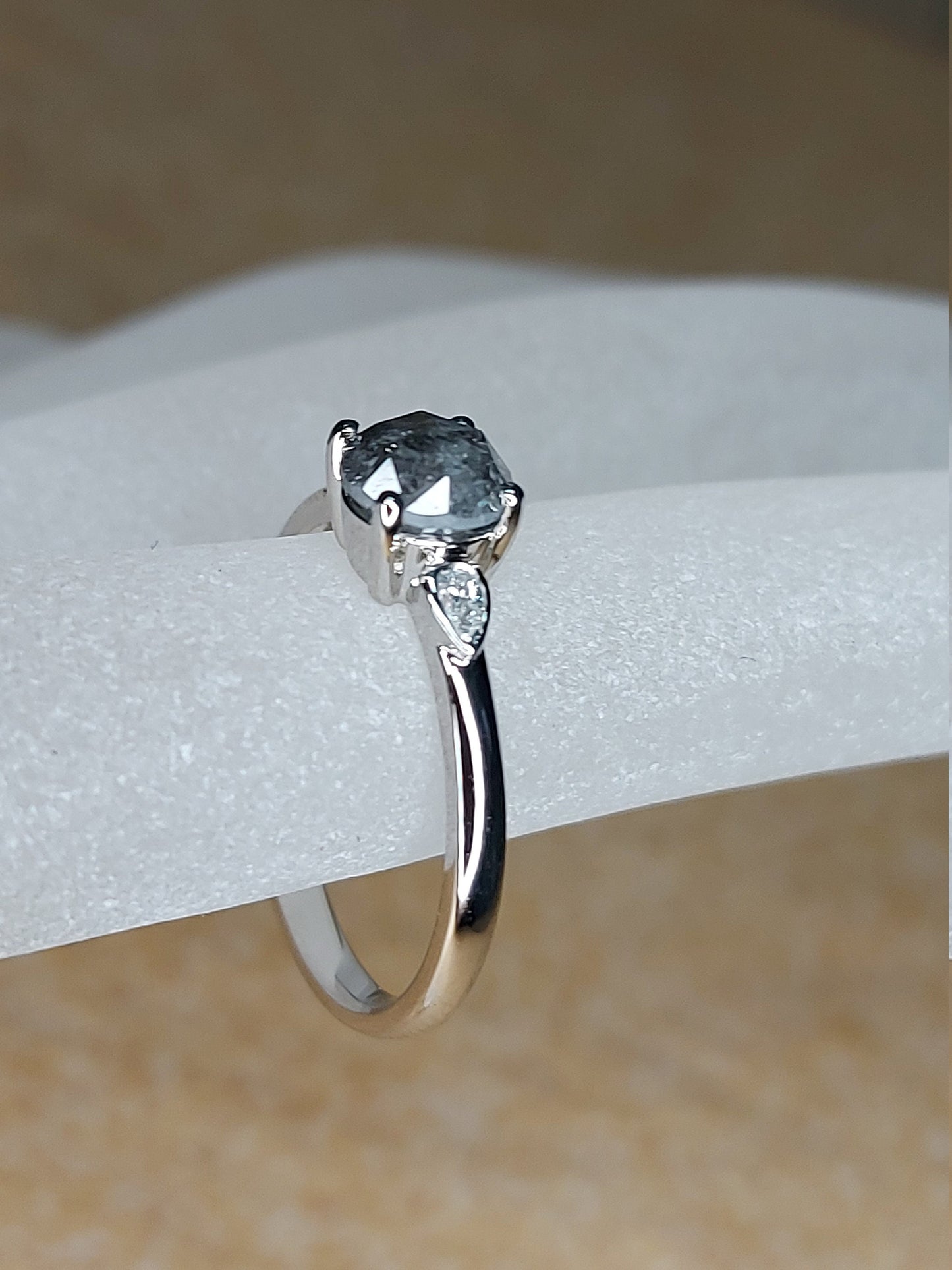 Pear Natural Diamond Solitaire Engagement Ring Pear cut 1Ct Moissanite Brilliant Cut engagement ring in 935 Argentium Silver — custom handcrafted by Forever For Love