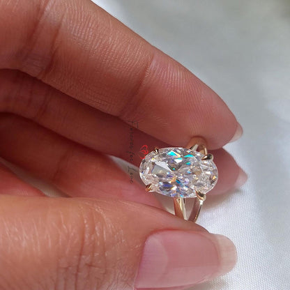 Oval Cut Engagement engagement ring 5.5 Ct Crushed ice Oval 13.5* 8.5mm Moissanite donut setting ring low setting Ring Anniversary For her.