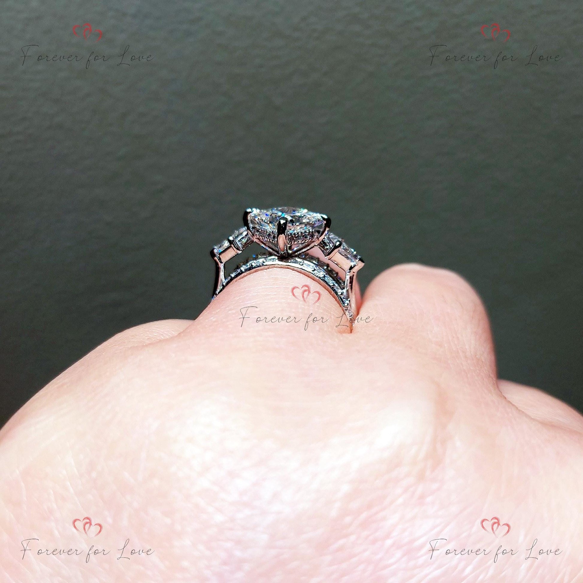 IGI Certified Princess Lab Diamond Three Stone Engagement Ring