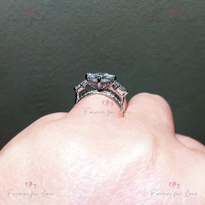 IGI Certified Princess Lab Diamond Three Stone Engagement Ring