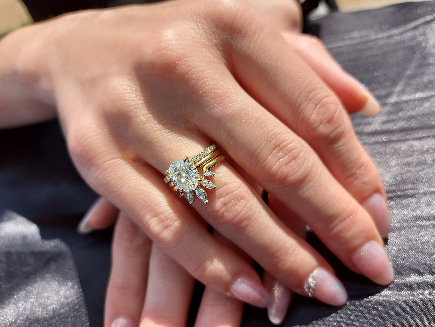 Oval Moissanite Engagement Ring Oval cut Moissanite Brilliant Cut engagement ring in 935 Argentium Silver — custom handcrafted by Forever For Love