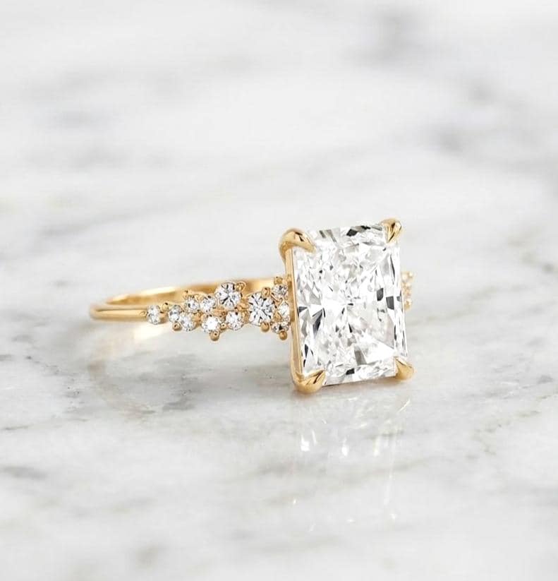 3.5 Ct IGI Certified Radiant Lab Diamond Solitaire Engagement Ring Radiant cut 1Ct Moissanite Brilliant Cut engagement ring in 935 Argentium Silver — custom handcrafted by Forever For Love