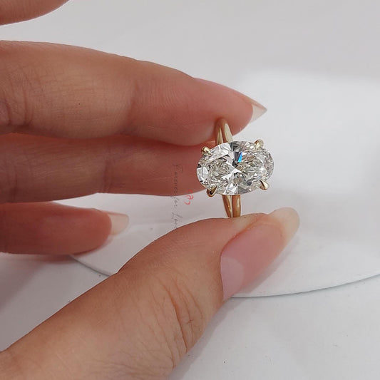3.5 Ct Oval Lab Diamond Solitaire Engagement Ring