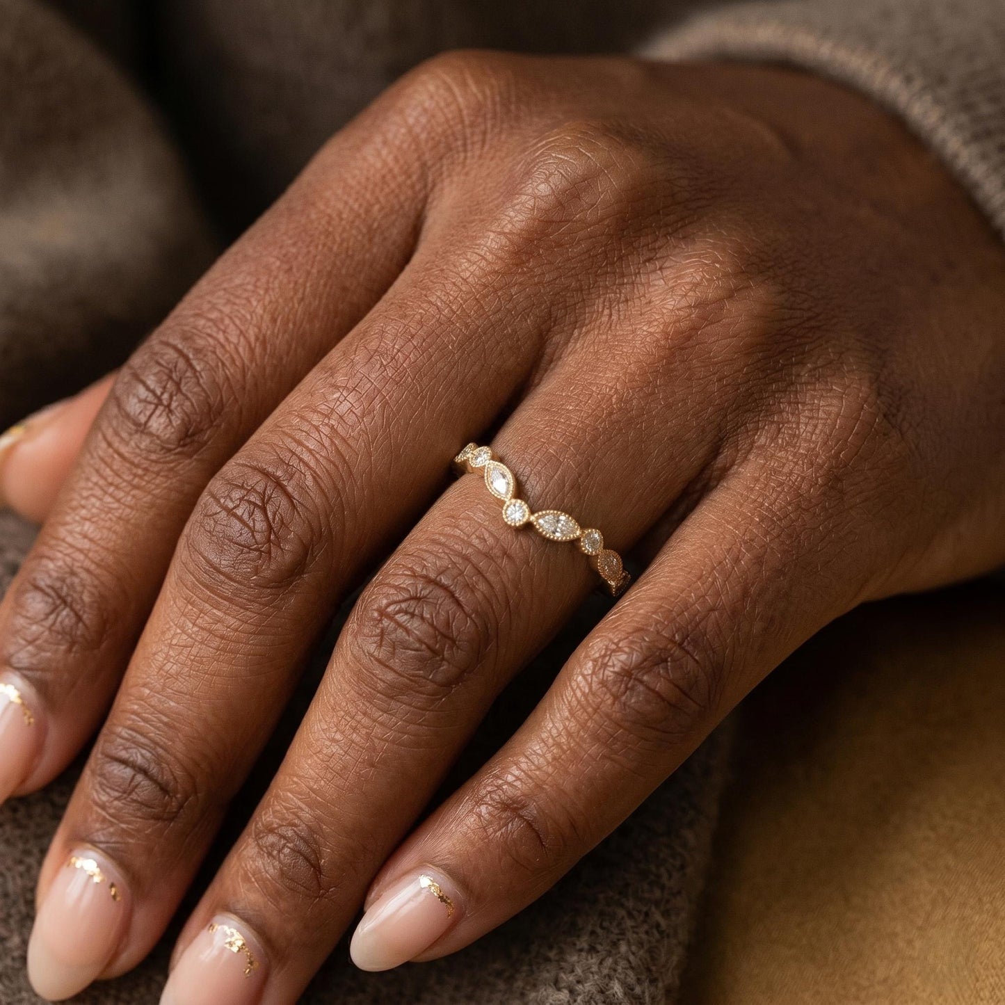 Marquise Lab Diamond Stacking Ring Marquise cut Moissanite Brilliant Cut engagement ring in 935 Argentium Silver — custom handcrafted by Forever For Love