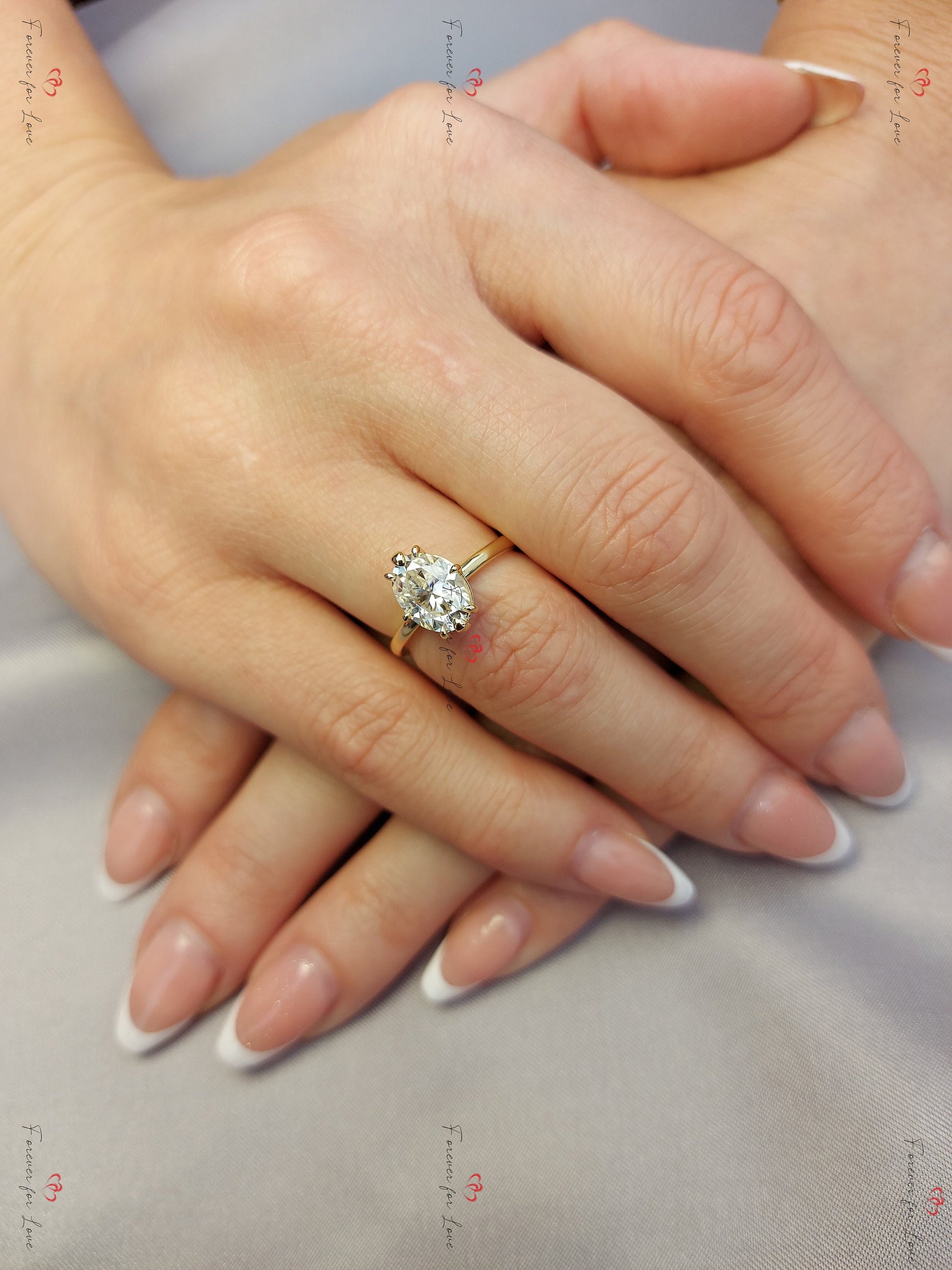 3 Ct Oval Diamond, Moissanite Engagement Ring