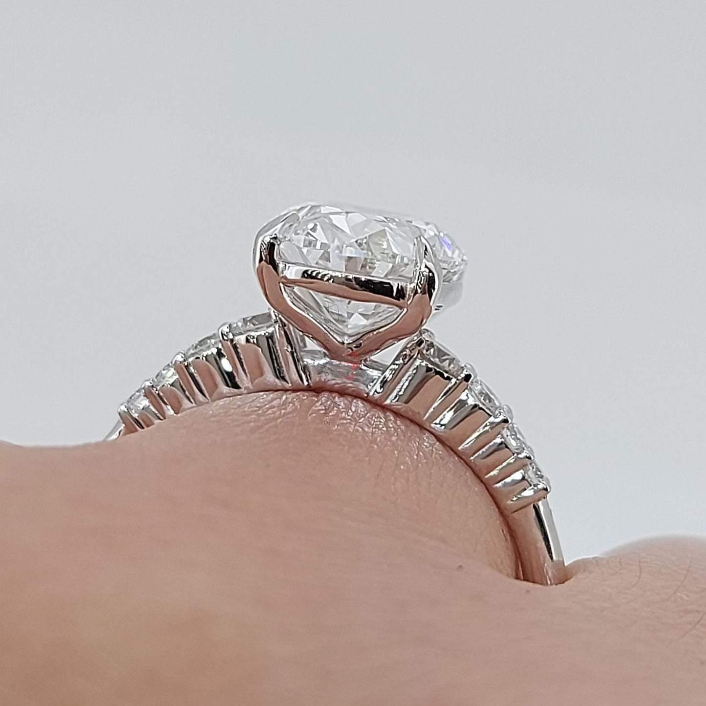 5 Ct Oval Solitaire Engagement Ring Oval cut 1Ct Moissanite Brilliant Cut engagement ring in 935 Argentium Silver — custom handcrafted by Forever For Love