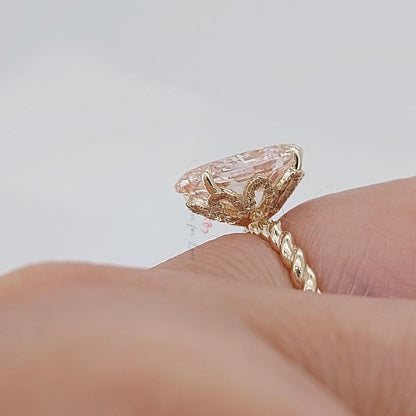 3 Ct Oval Pink Lab Diamond Engagement Ring