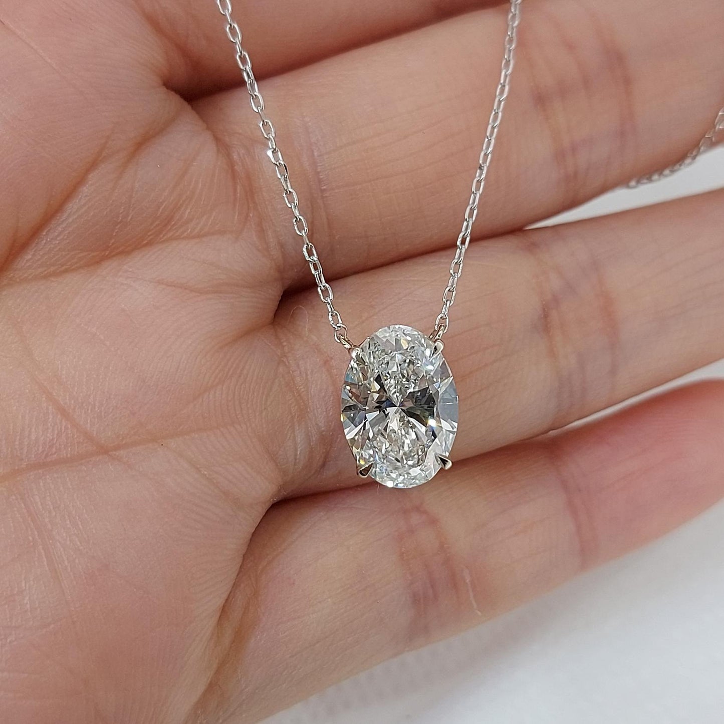 Oval diamond Necklace, 14k Yellow Gold, Dainty Minimalist Oval Pendant, Real Diamond Womens Necklace, Special Gift For Her. Moissanite engagement ring in Gold or Platinum — custom handcrafted by Forever For Love