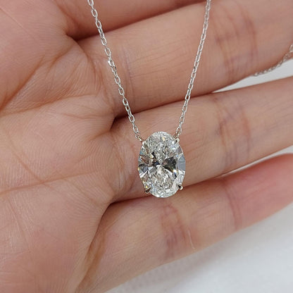 Oval diamond Necklace, 14k Yellow Gold, Dainty Minimalist Oval Pendant, Real Diamond Womens Necklace, Special Gift For Her.