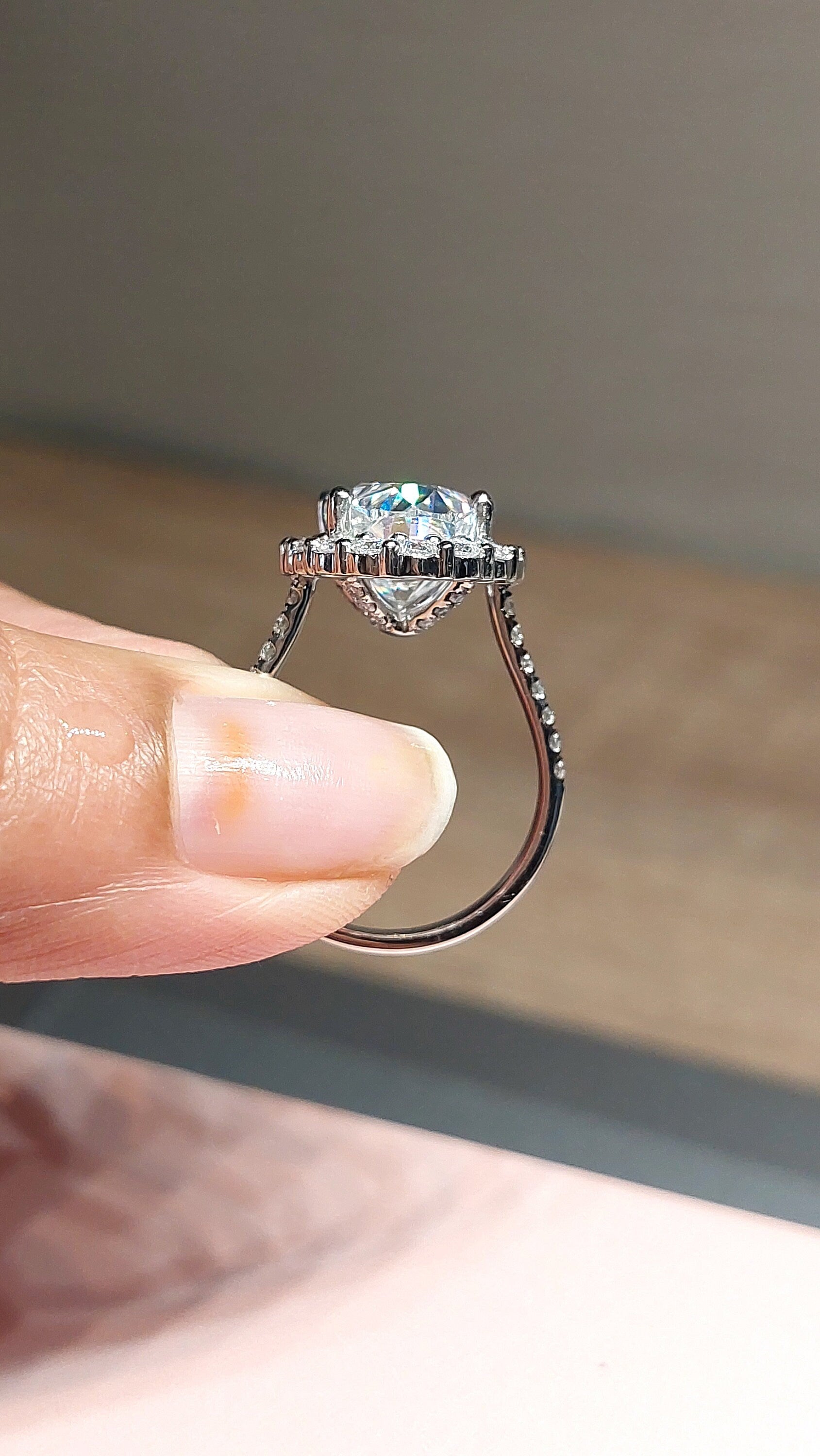 7 Ct Oval Diamond, Moissanite Halo Engagement Ring