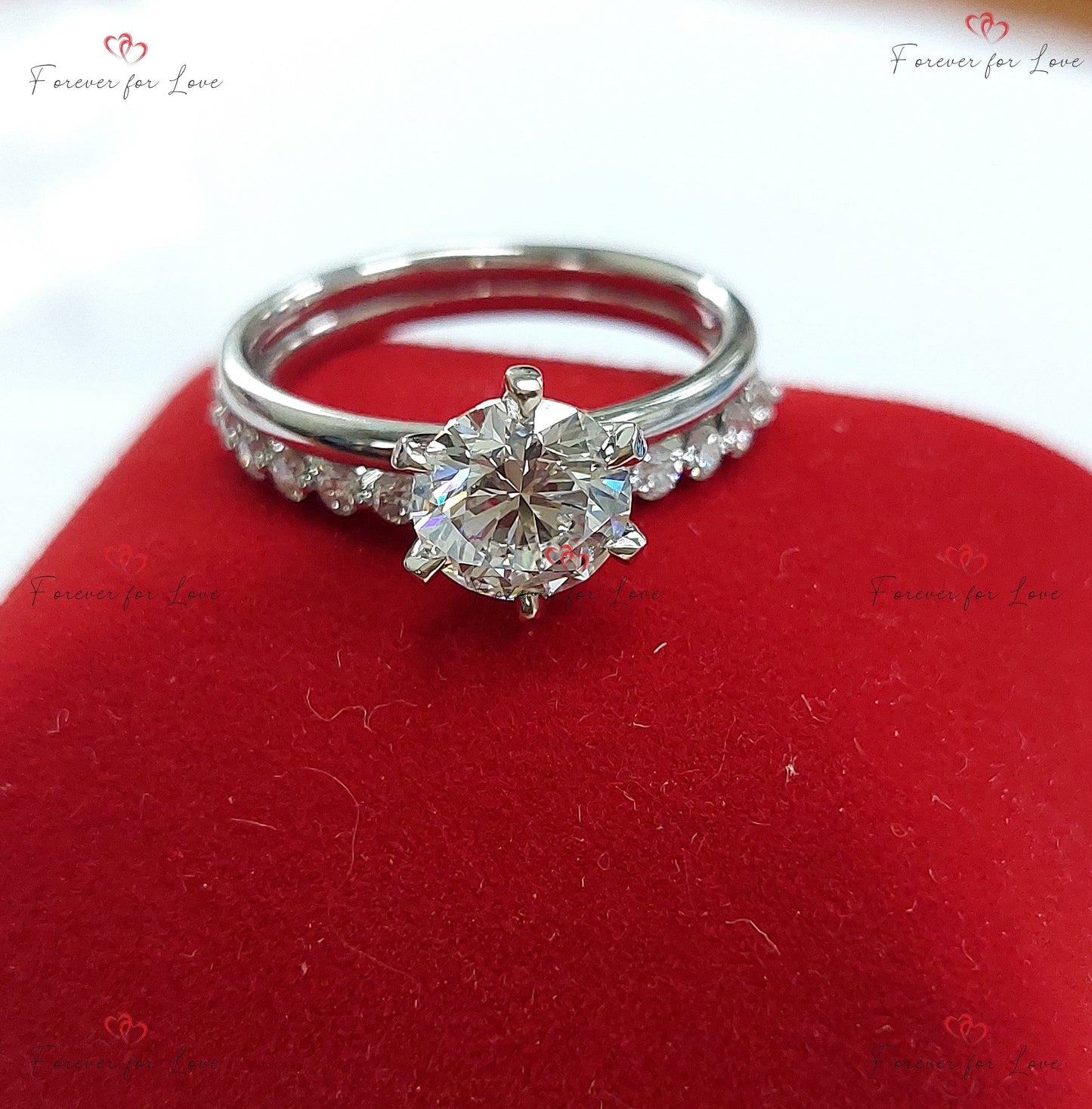 1.5 Ct IGI Certified Round Diamond Engagement Ring Round cut 1Ct Moissanite Brilliant Cut engagement ring in 935 Argentium Silver — custom handcrafted by Forever For Love