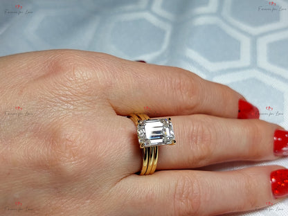 3 Ct Emerald Moissanite, Emerald Wedding Band