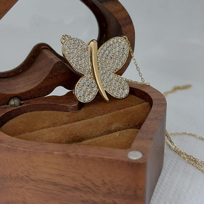 Schmetterlingskette, 14K massives Gelbgold Schmetterlingskette, Diamant Schmetterlingskette, minimalistische Schmetterlingskette, Geschenke für sie