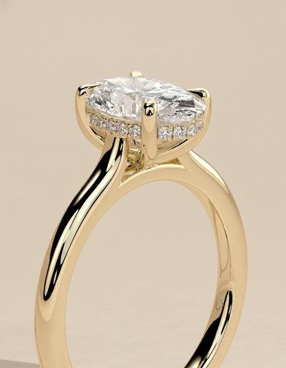 3.5 Ct Oval Moissanite Hidden Halo Engagement Ring