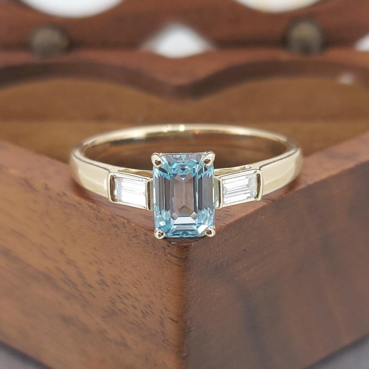 2.4 ct Aquamarine Emerald Ring 14K solid gold Aquamarine Emerald and Lab Diamond Baguette Minimalist Ring, Emerald ring, Gift for her. Emerald cut 1Ct Natural Aquamarine engagement ring in 935 Argentium Silver — custom handcrafted by Forever For Love