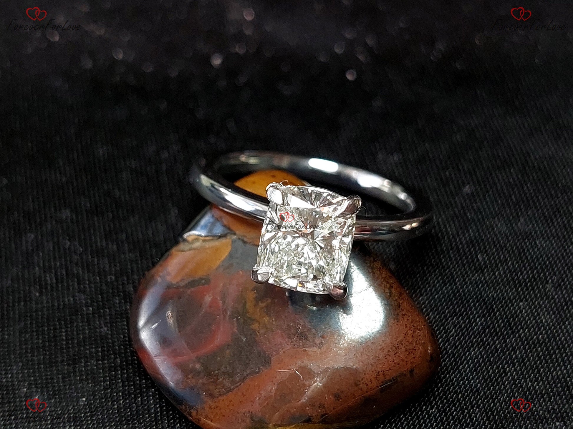 2 Ct IGI Certified Cushion Lab Diamond Hidden Halo Engagement Ring