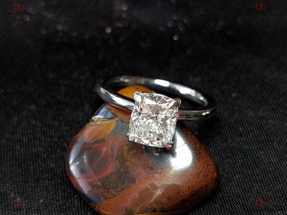 2 Ct IGI Certified Cushion Lab Diamond Hidden Halo Engagement Ring