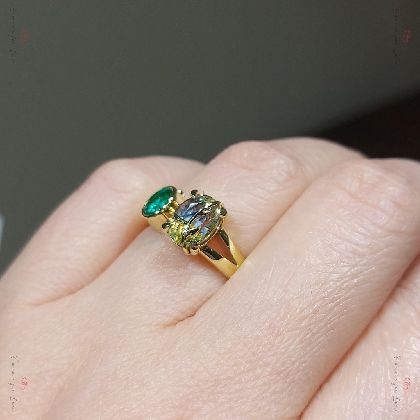 Bicolor Sapphire and Emerald cut Toi Moi Yellow gold Engagement ring, Oval Cut vine Promise Ring, Anniversary Ring, 2Ct Oval Sapphire Ring Oval cut 1Ct Natural Sapphire engagement ring in 935 Argentium Silver — custom handcrafted by Forever For Love