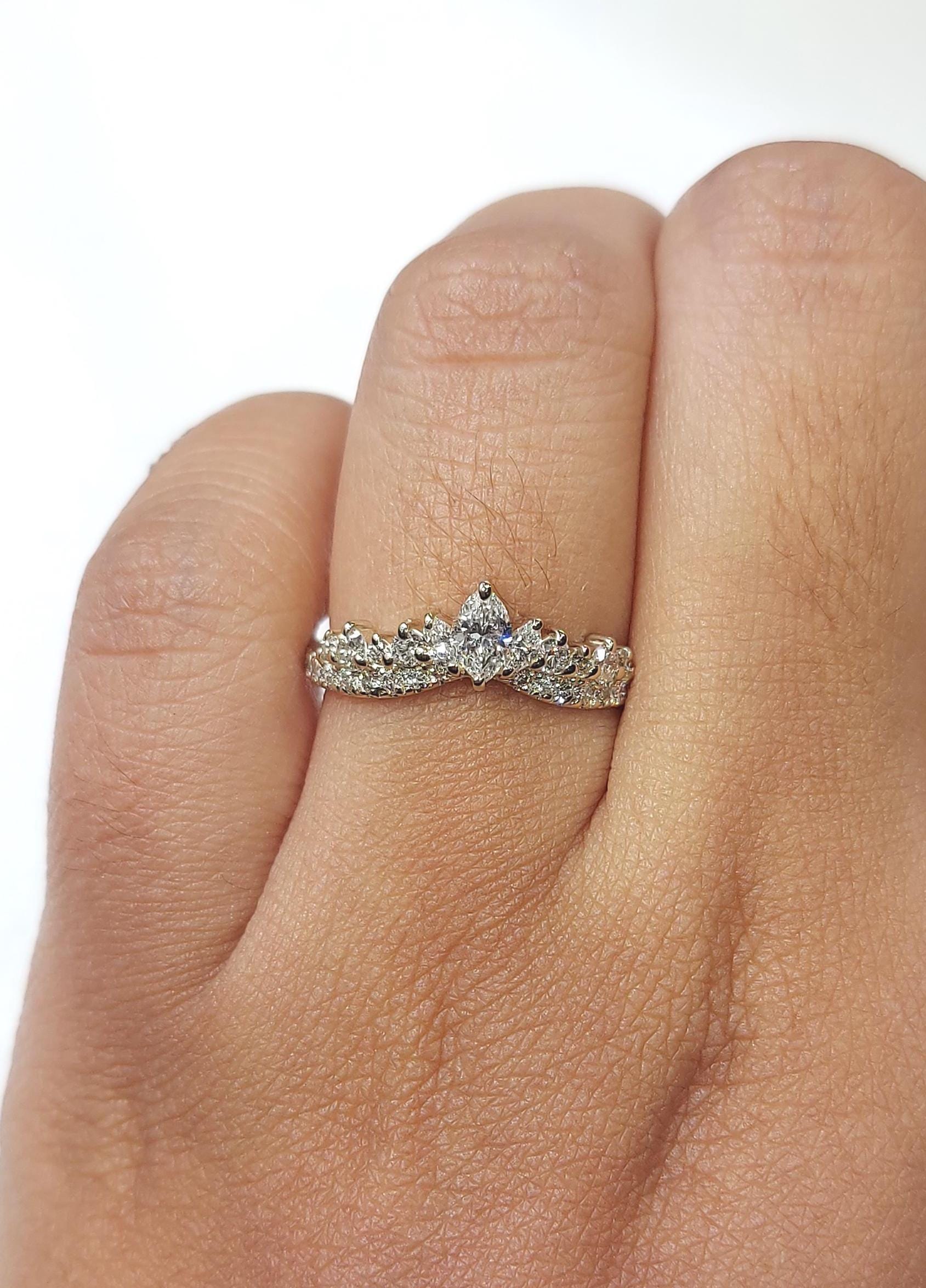 Marquise Lab Diamond Half Eternity Band