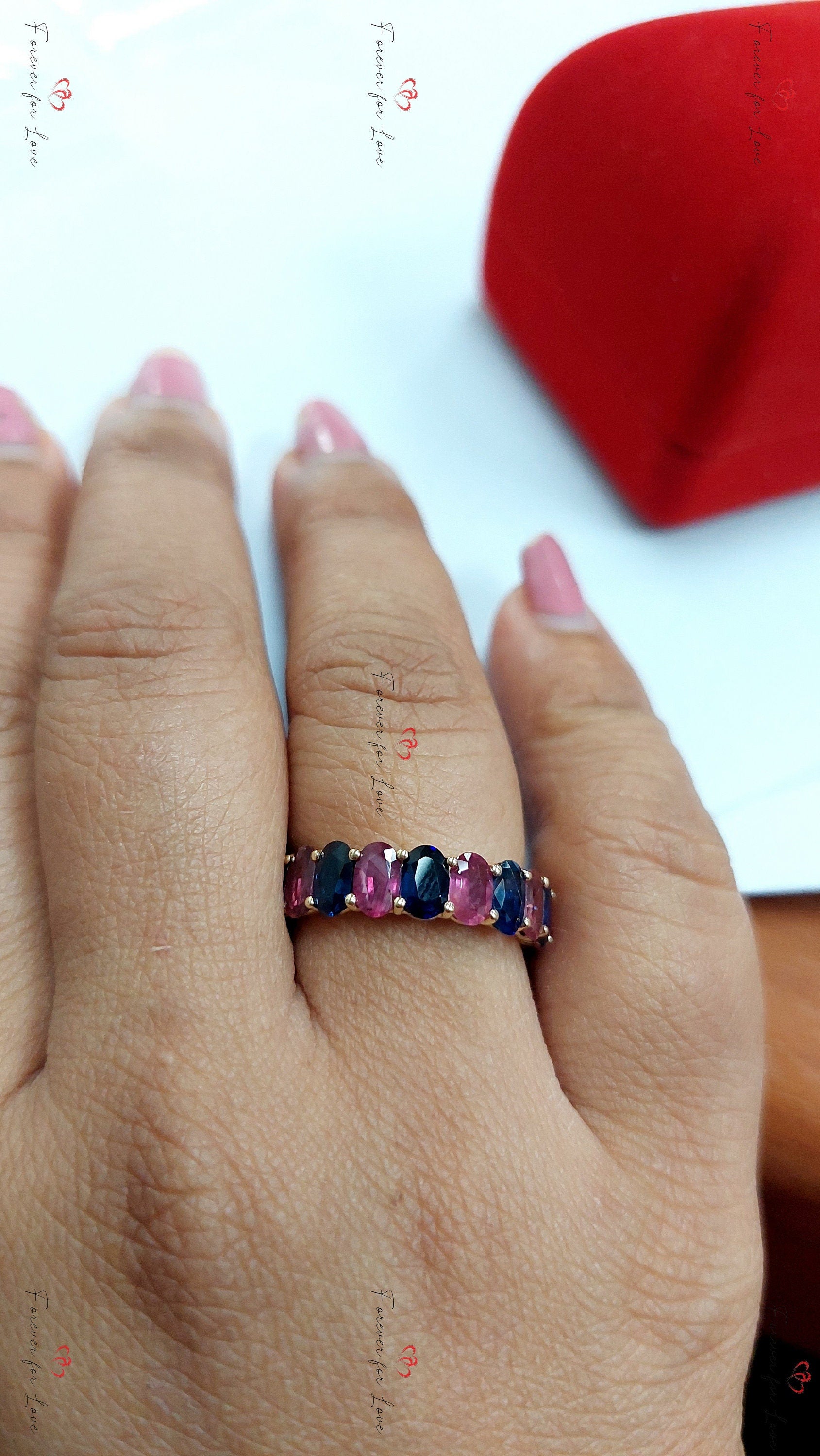 Oval Sapphire, Ruby Engagement Ring
