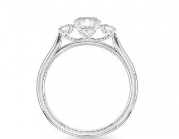 1 Ct Round Natural Diamond Three Stone Engagement Ring Round cut Moissanite engagement ring in Gold or Platinum — custom handcrafted by Forever For Love