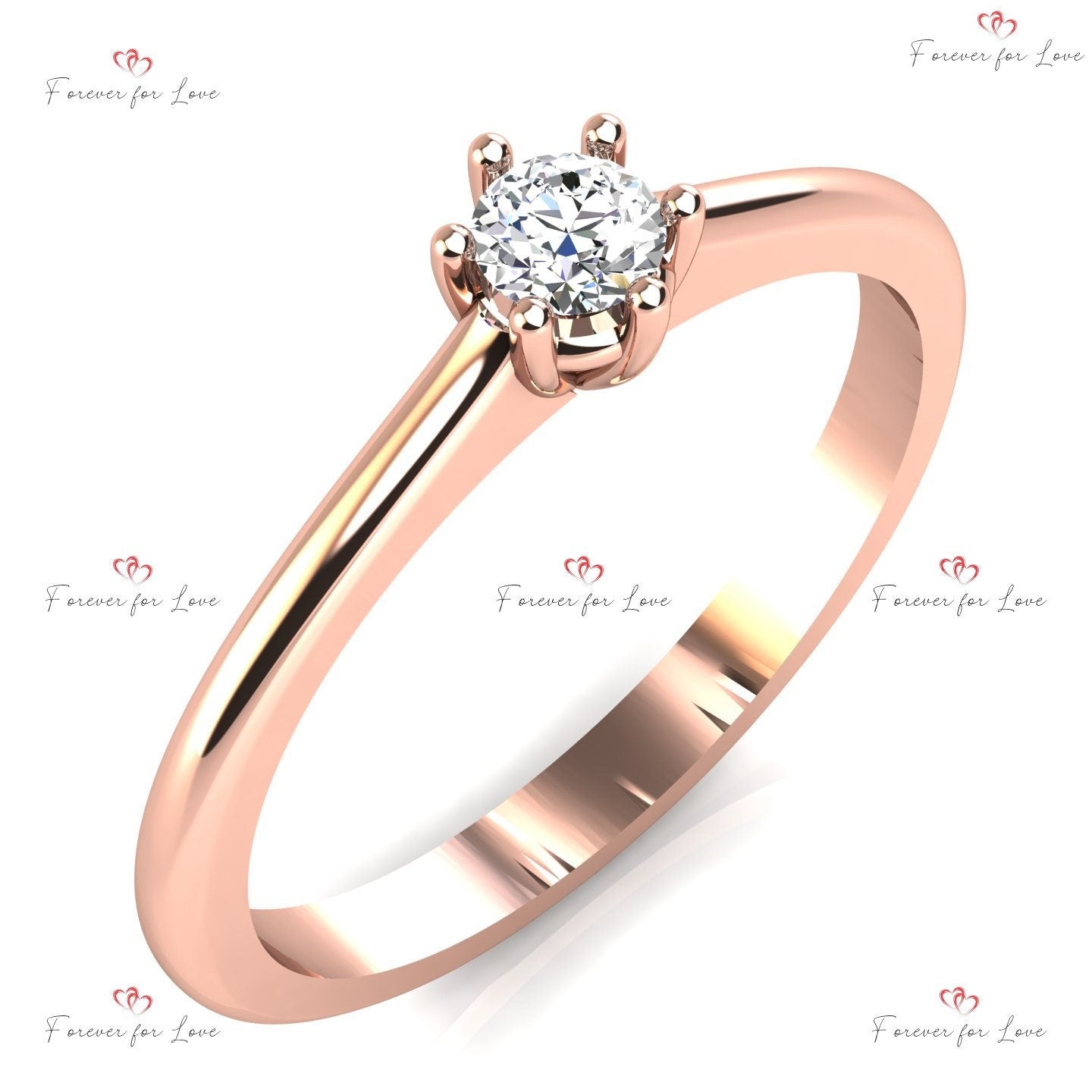 Round Natural Diamond Solitaire Engagement Ring