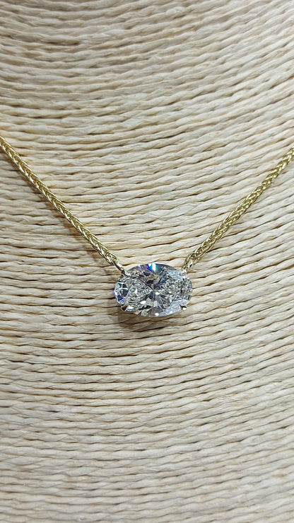 5ct E, VVS2, IGI Certified Oval cut diamond Necklace, 14k Yellow Gold, Thick chain Pendant, Diamond Womens Necklace, Special Gift For Her.
