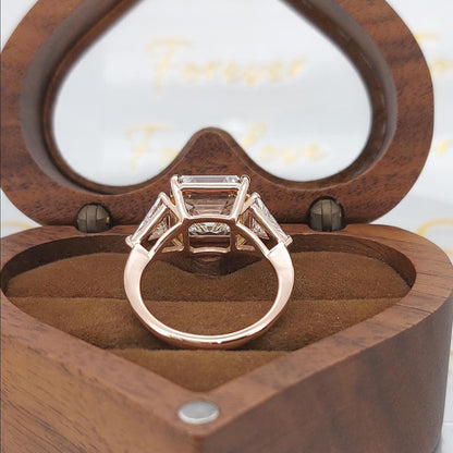 6 Ct IGI Certified Asscher Lab Diamond Three Stone Engagement Ring