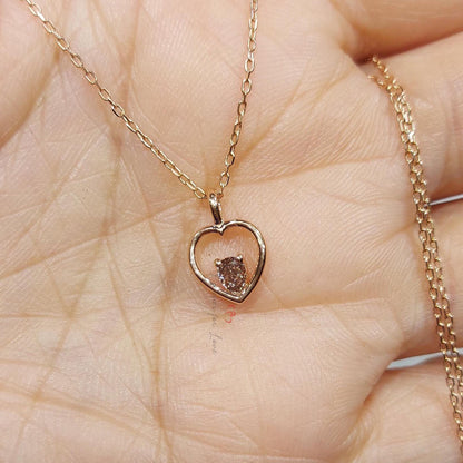 Oval diamond Necklace, 10K Rose  Gold, Dainty Minimalist Oval Pendant, Real Diamond Womens Necklace, Special Gift For Her.