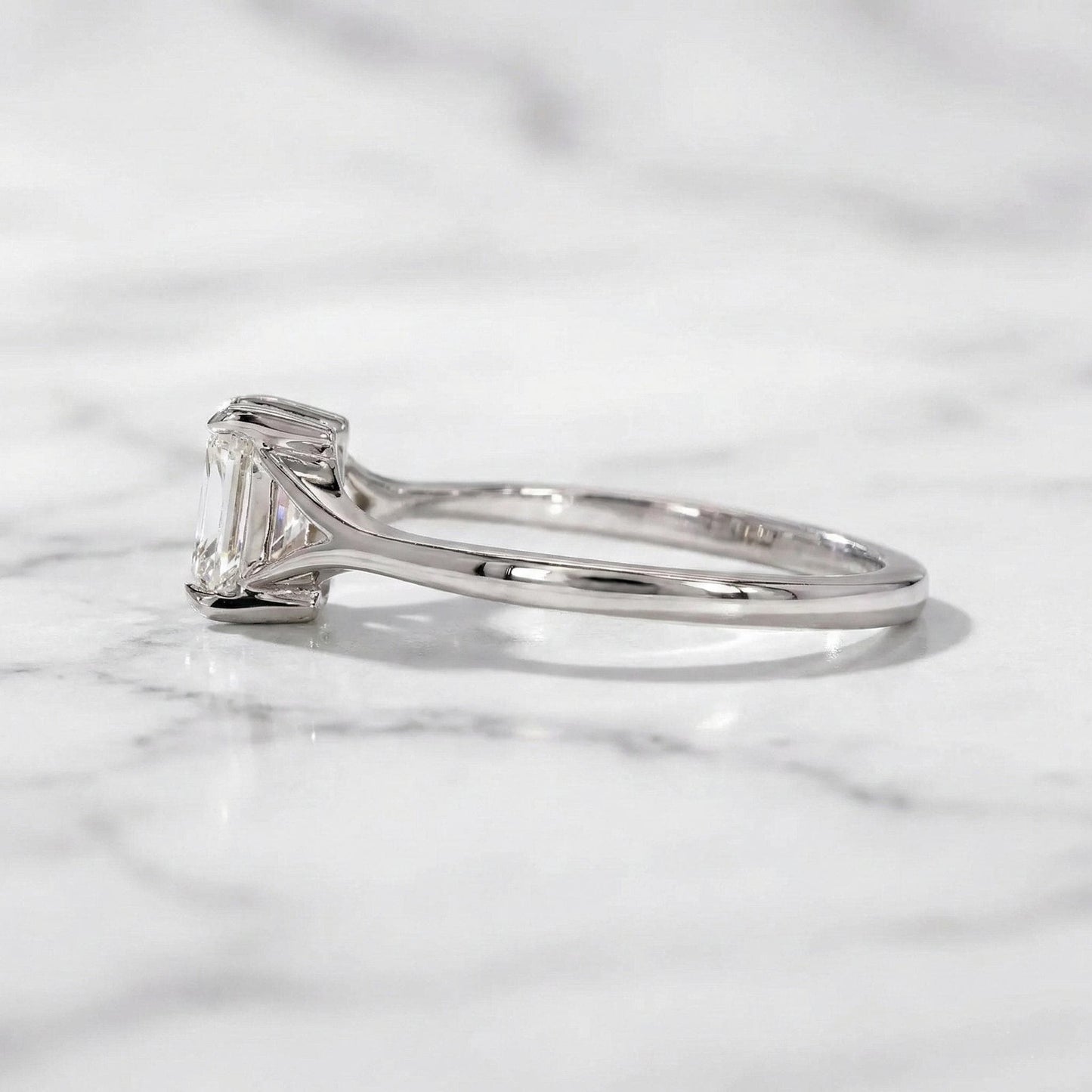 Lab Grown E,VVS2, IGI Certified Cushion Diamond Engagement Ring, Split Band Ring, Solitaire Cushion Ring for Her Anniversary Gifts Cushion cut 1Ct Moissanite Brilliant Cut engagement ring in 935 Argentium Silver — custom handcrafted by Forever For Love