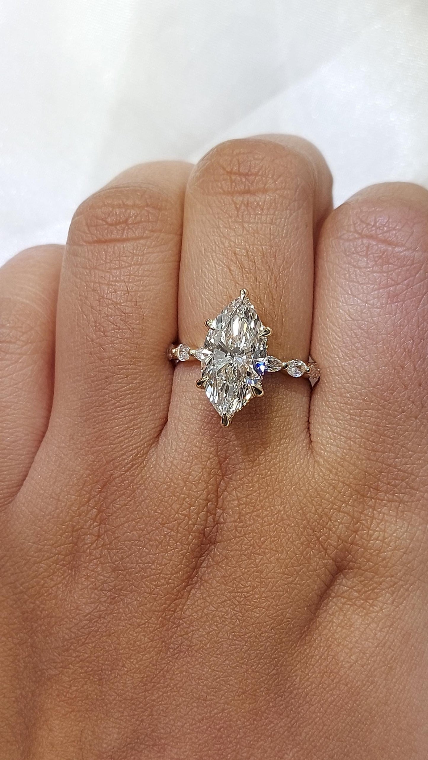 3.6 Ct IGI Certified Marquise Lab Diamond Solitaire Engagement Ring Marquise cut 1Ct Moissanite Brilliant Cut engagement ring in 935 Argentium Silver — custom handcrafted by Forever For Love