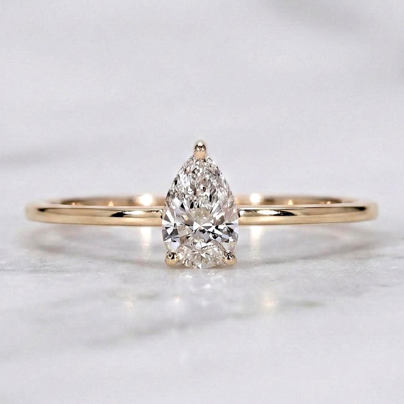Pear Lab Diamond Solitaire Engagement Ring