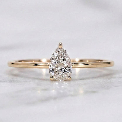 Pear Lab Diamond Solitaire Engagement Ring