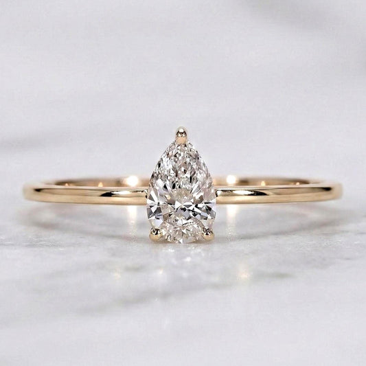 Pear Lab Diamond Solitaire Engagement Ring